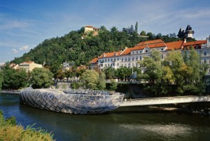 Mur Island Bridge, Graz, Steiermark, Österreich